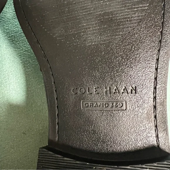 Cole Haan Stassi slip on Black Leather Loafers chunky chain hardware comfort - Picture 12 of 14